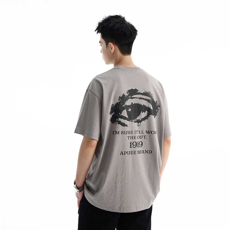 Trendy American Streetwear Eye Pattern Slogan T-Shirt for Couples - Short Sleeve Loose Fit Top