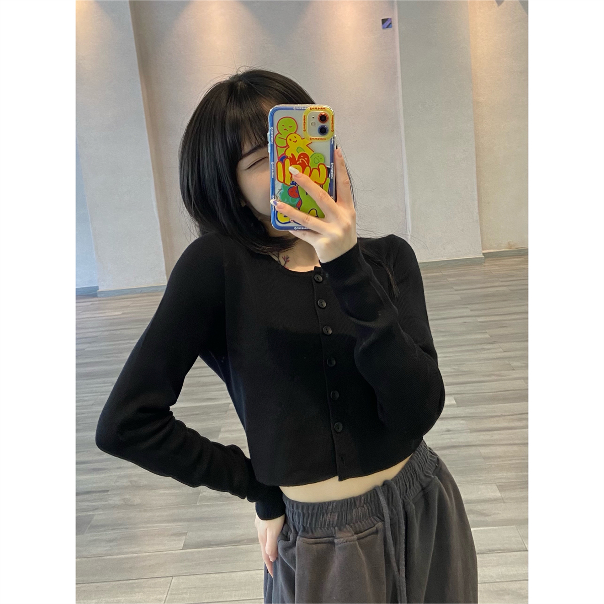 Trendy Women's Jazz Dance Top - Ultra-Short Knitted Cardigan, 2021 Fashion, Group Style, Chic Layering Piece