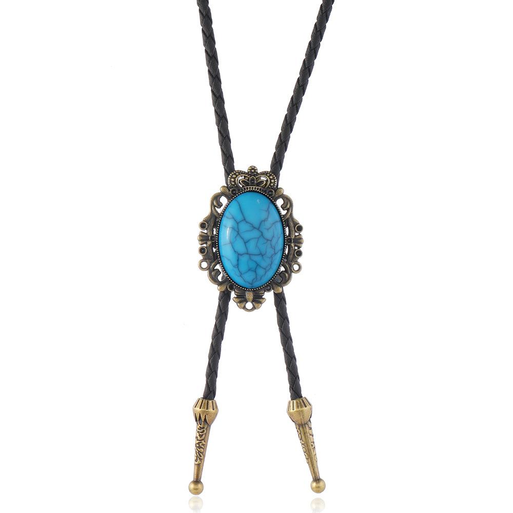 Turquoise Pendant Bow Tie Long Necklace - Minimalist New Bohemian Style Jewelry, Adjustable Design for Effortless Chic