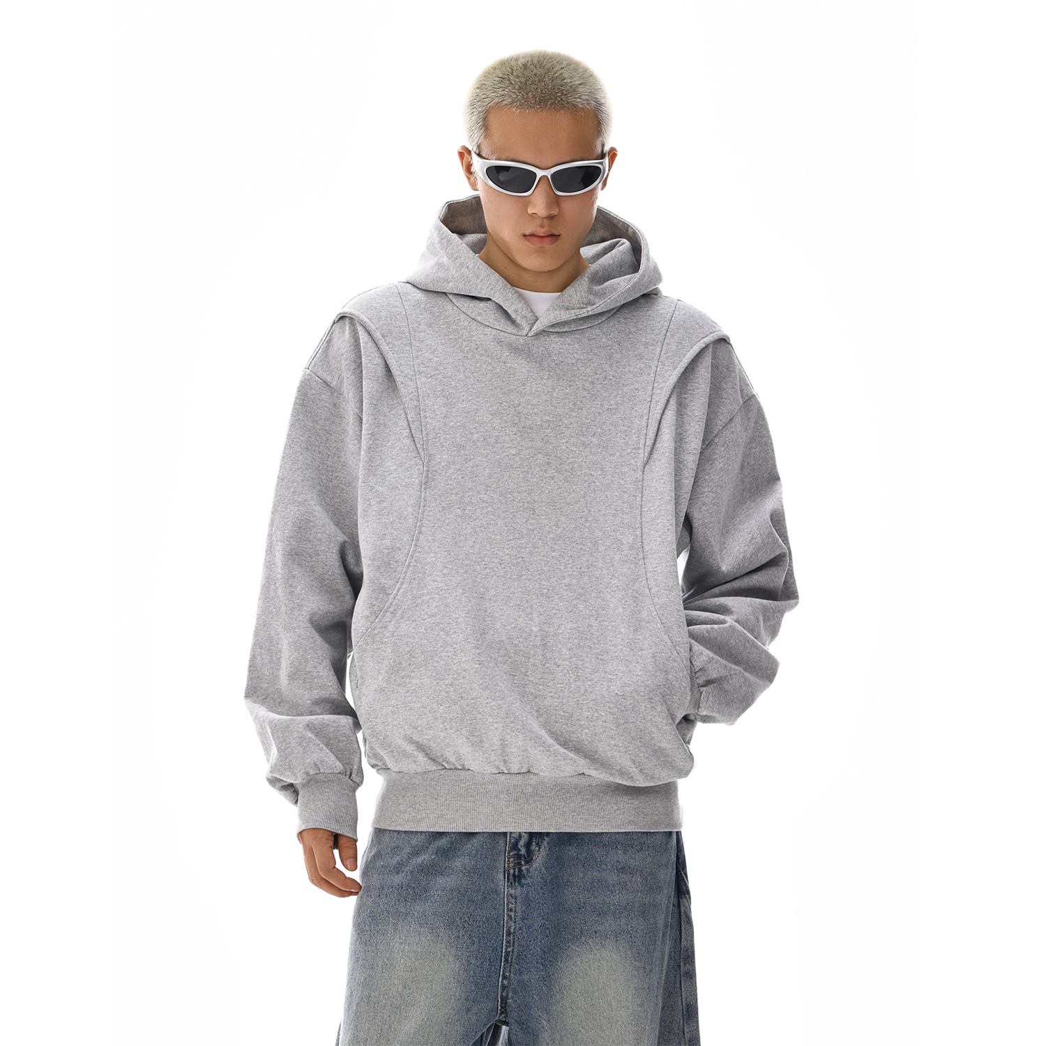 Unisex Boxy Commuter Hoodie in Solid Color - Loose Fit American Casual Style for Autumn and Winter