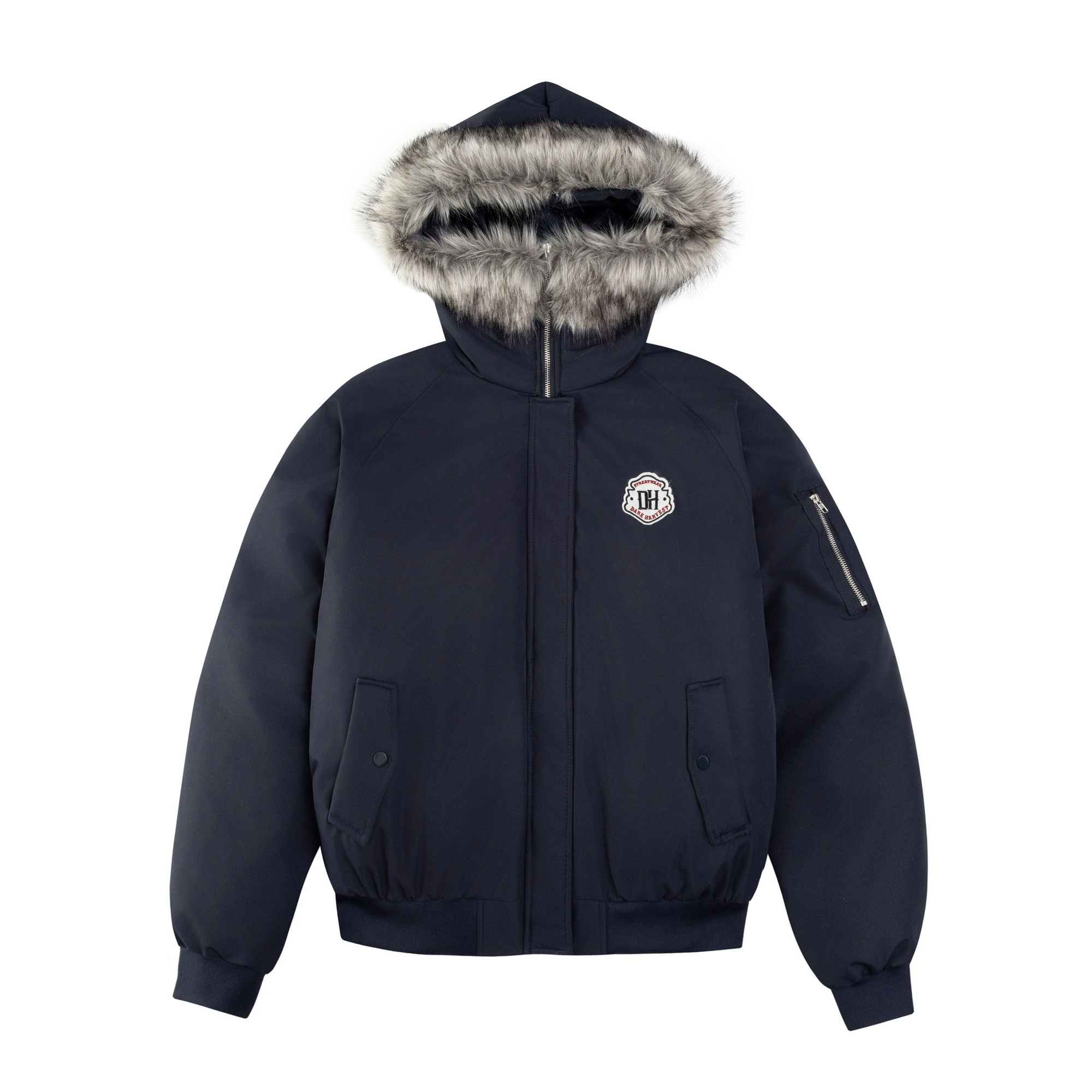 Unisex Detachable Fur Collar Hooded Parka Cotton Coat - Retro American Style Winter Jacket for Men and Women