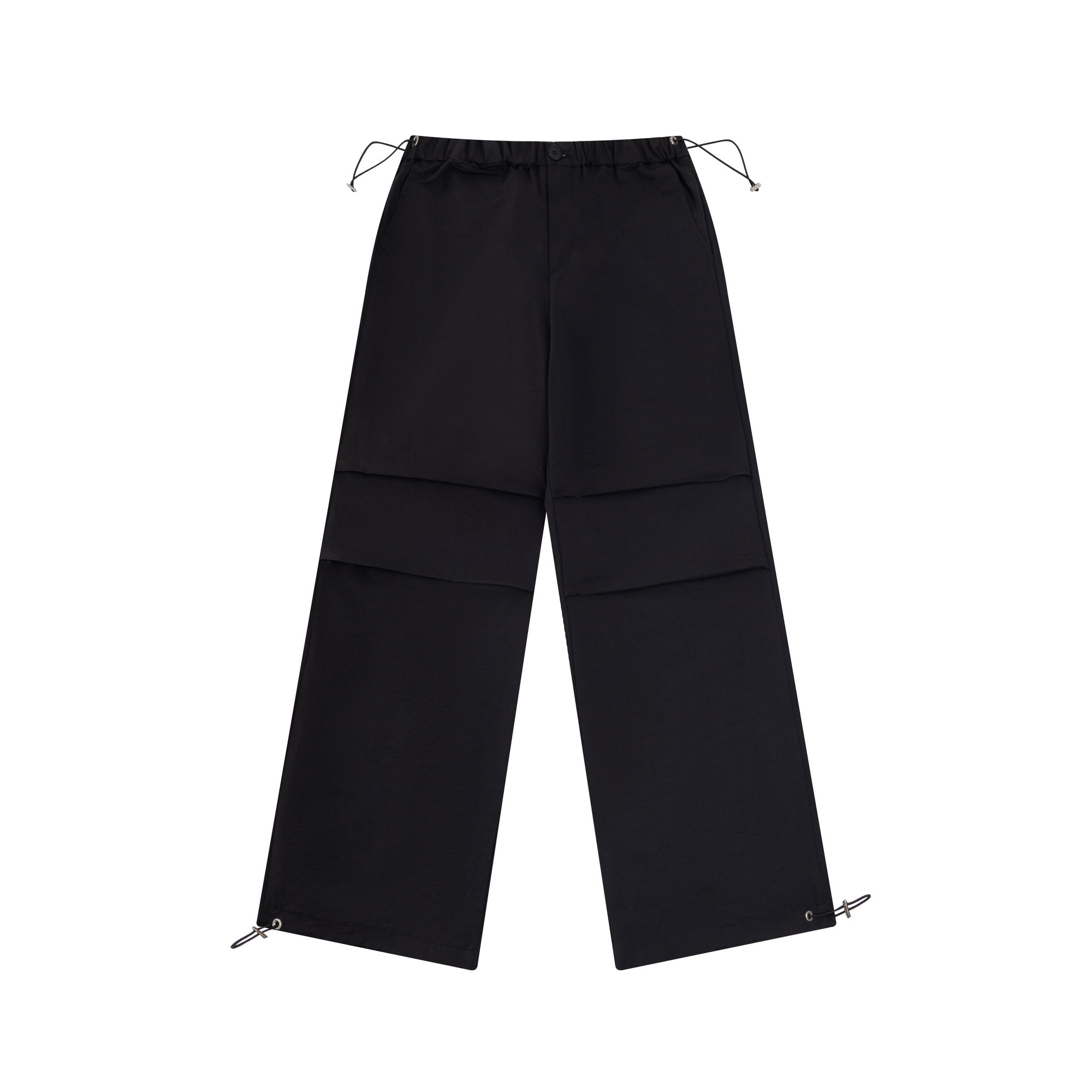 Unisex Retro Drawstring Cargo Pants - American Style, Straight Leg Wide-Leg, Pleated Loose Casual Workwear