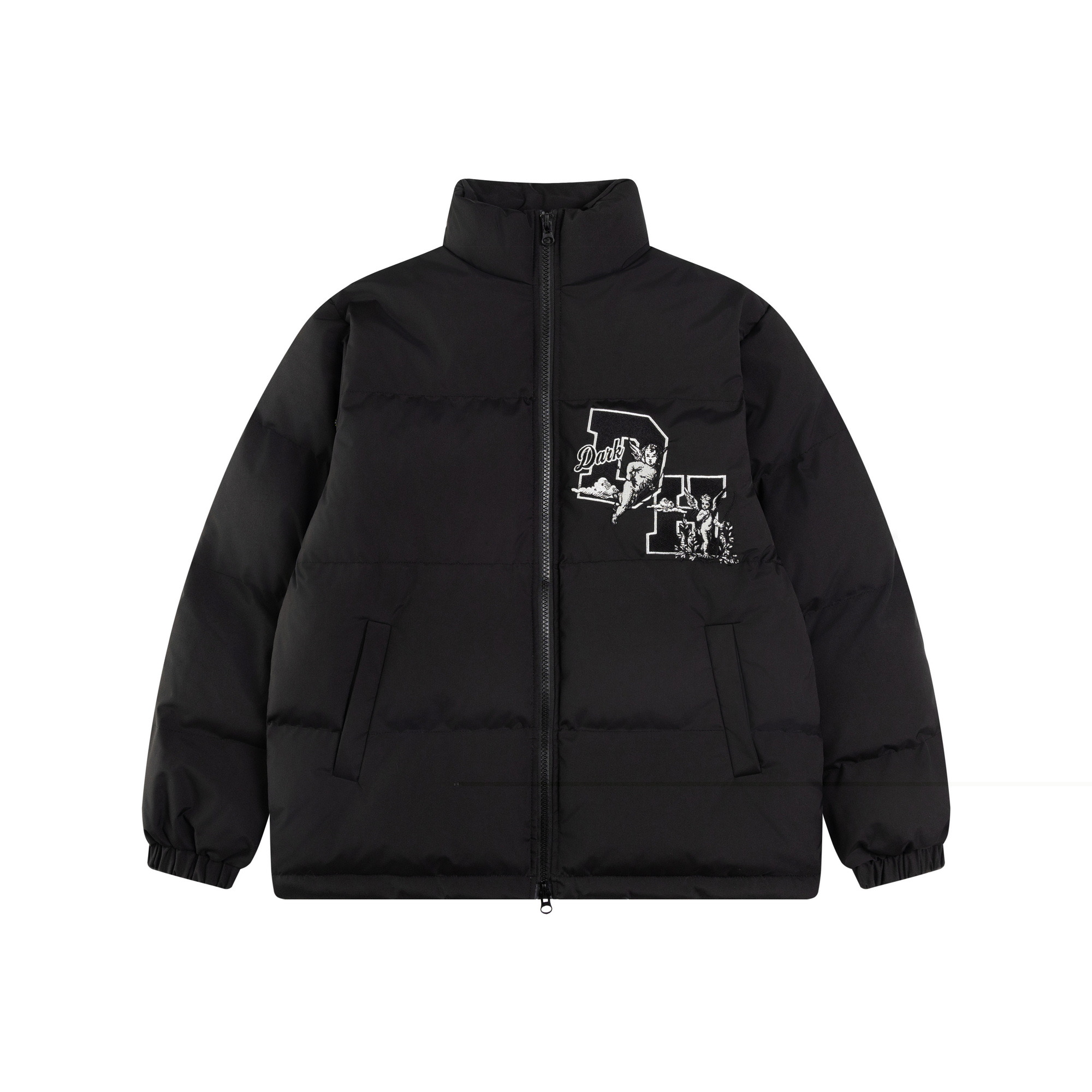 Unisex Thick Cotton Bread Jacket with National Trend Letter Embroidery - Loose Fit Winter Coat for Couples