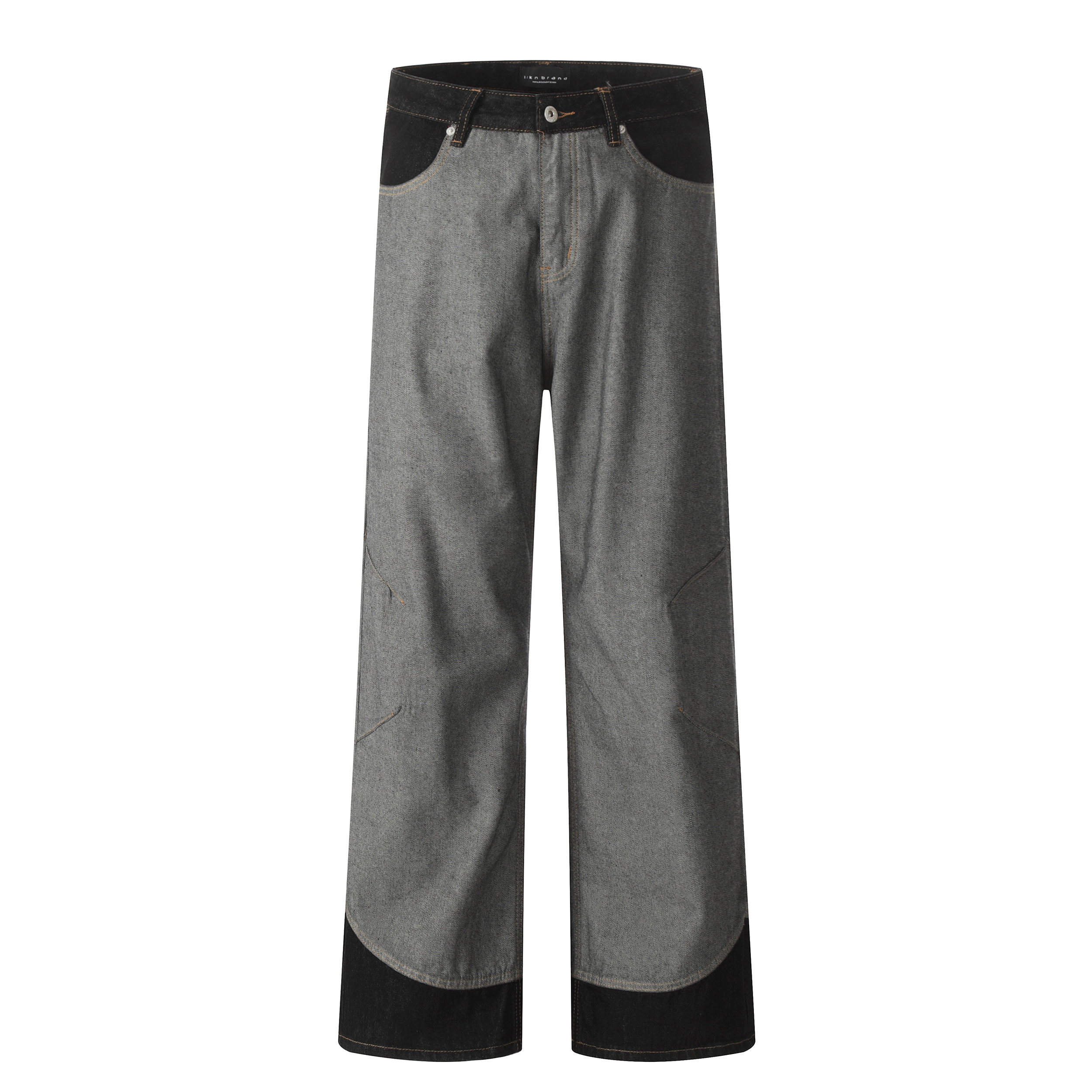 Vintage Black Denim Wide-Leg Pants - Spliced Fabric Design, Trendy Loose Fit, American High Street Style, Heatstroke Vibe