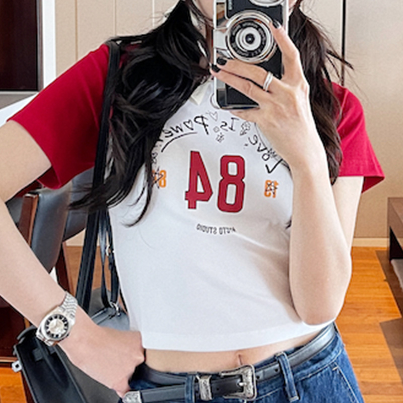Vintage Color Block Raglan T-shirt for Women – 2023 Summer Short Sleeve Age-Reducing Top, Retro Style, Casual Fashion