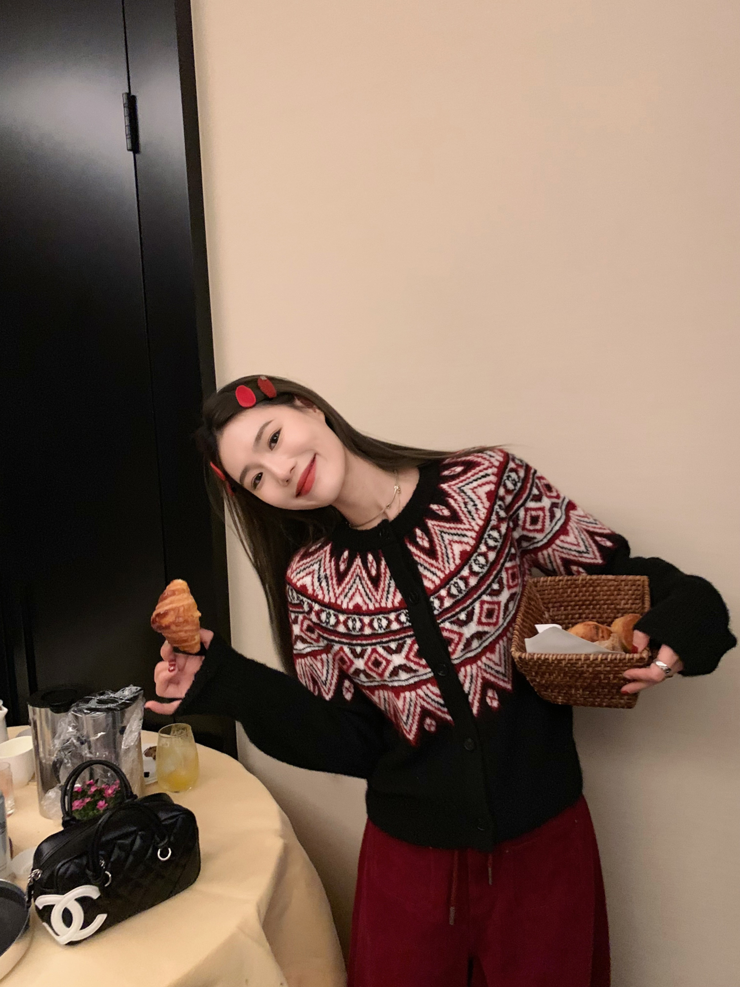 Vintage Fair Isle Round Neck Cardigan Sweater for Women - Limited Edition Heavy Embroidery Christmas Style