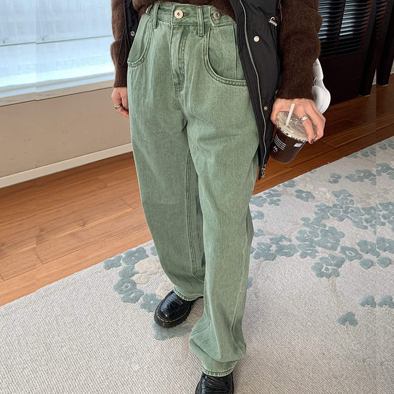 Vintage High-Waist Straight-Leg Wide-Leg Jeans for Women, 2022 Autumn/Winter Loose Slouchy Long Pants, Y2K Style