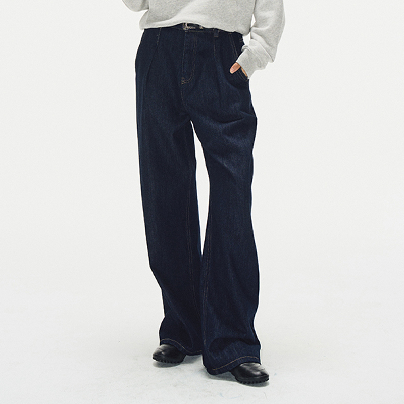 Vintage High-Waisted Raw Color Jeans for Women - Loose Straight Fit, Hip-Hiding Slimming Wide-Leg Long Pants, Y2K Fashion