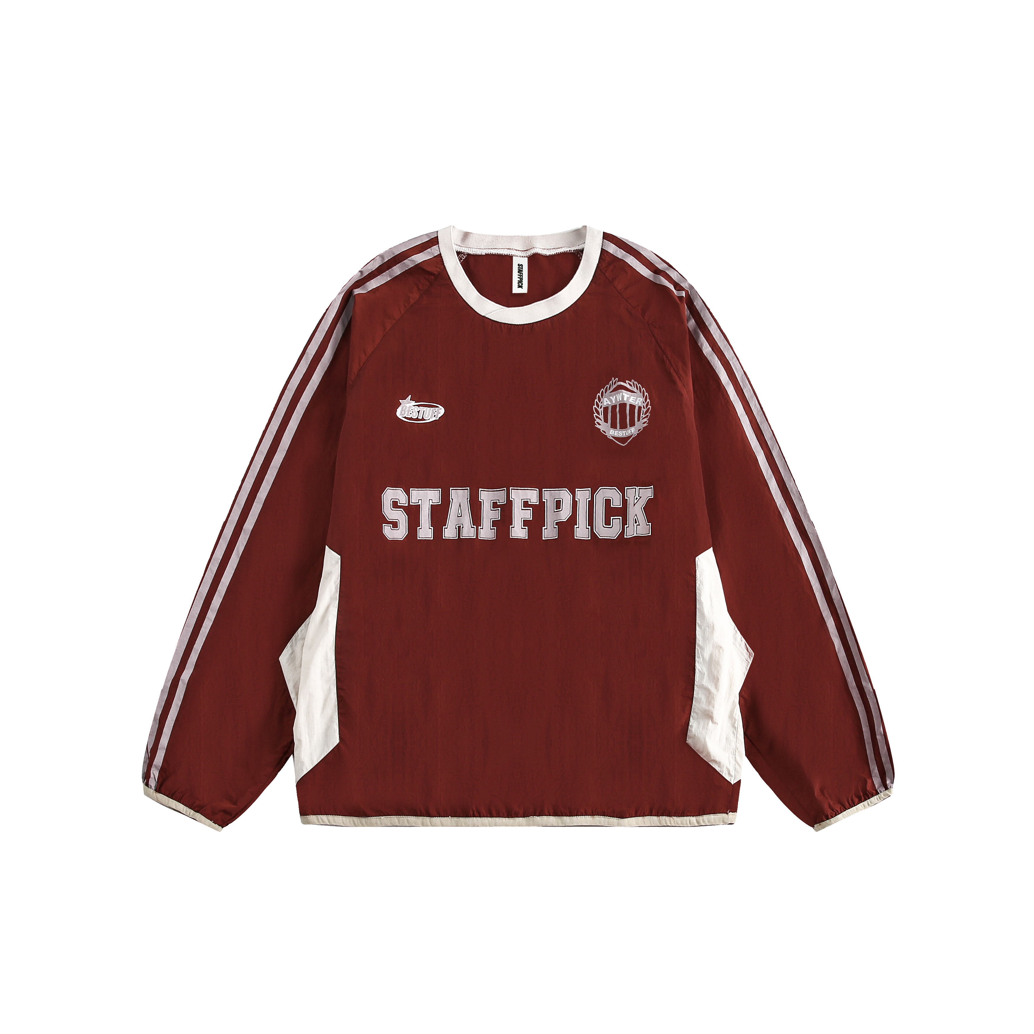 Vintage Hip-Hop Patchwork Long Sleeve T-Shirt with Three Stripes - Casual Loose Sports Top for 90s Y2K Style