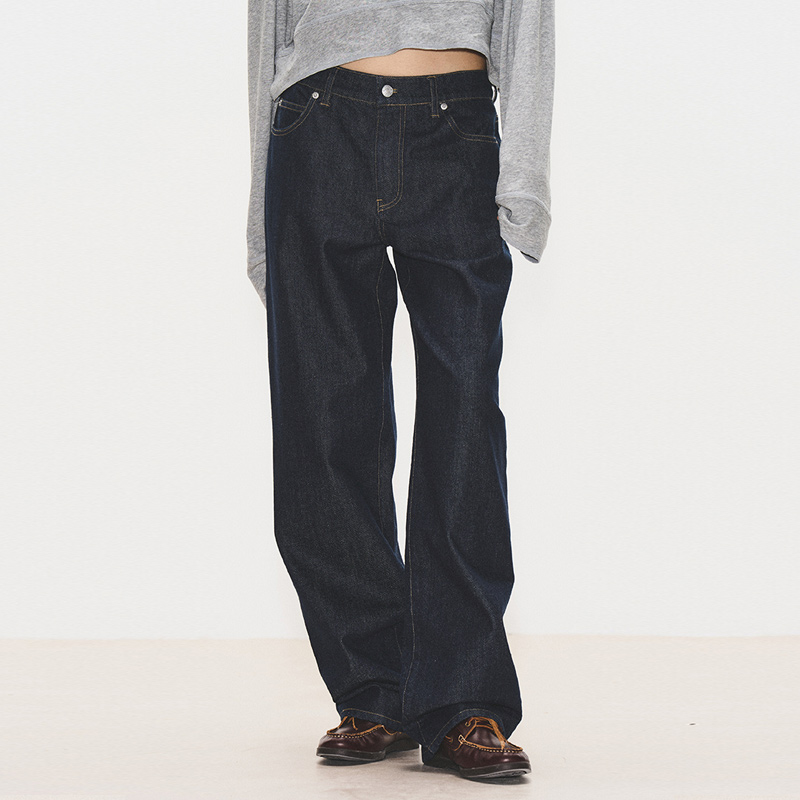 Vintage Slim Fit Straight Leg Jeans for Women - Low Waist Floor-Length Denim Pants, 2024 Trendy Fashion