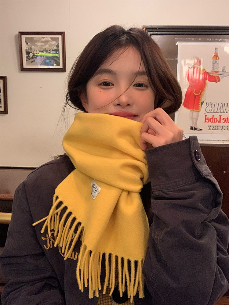 Warm Yellow Wool Scarf for Women - Thick Versatile Winter Accessory, All-Australia Design, Perfect for Couples and Students