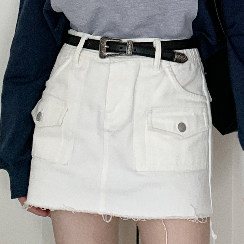 White Denim Mini Skirt for Women - 2023 Summer High Waist Slim A-Line Style, Trendy Casual Look for Work and Play