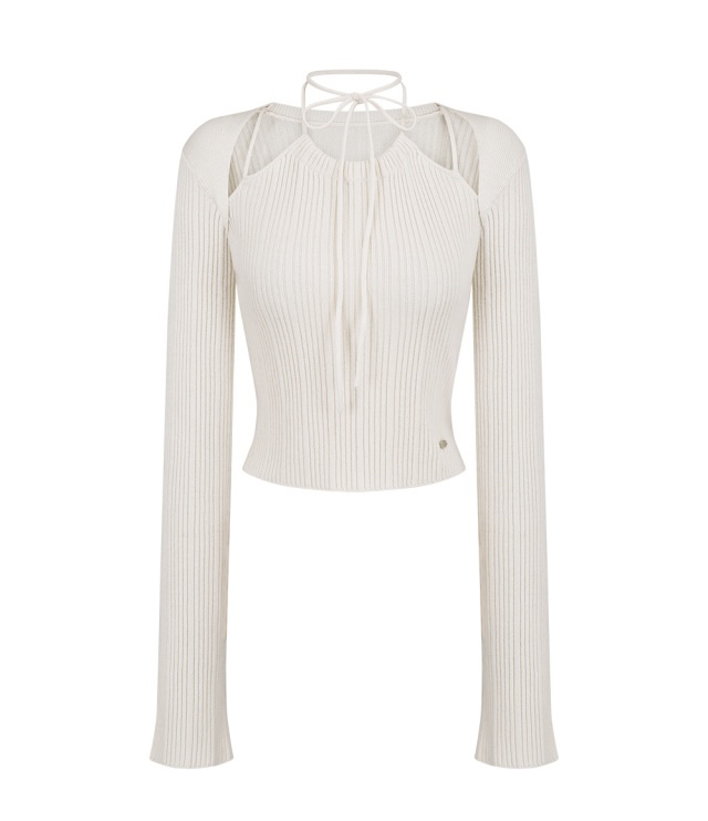 White Hollow Knit Halter Top and Skirt Set - Sweet 90s Style Pure Desire Sweater Ensemble