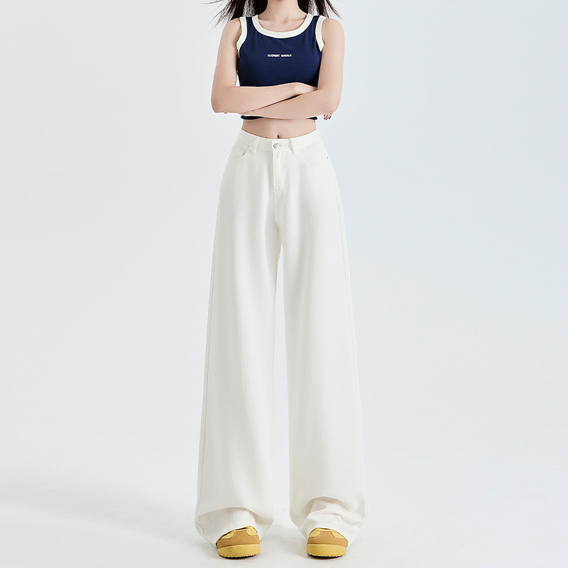 Wide-Leg Tencel Jeans for Women, Starry Sky Pattern, High-Waisted Loose Draped Trousers, Breathable Ice Silk, Summer 2025