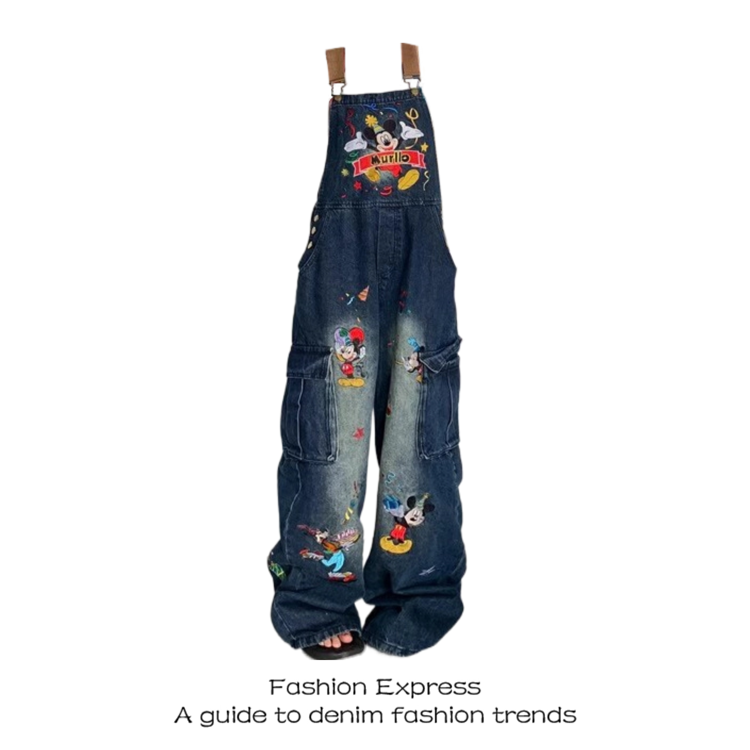 Women's 2025 American Retro Cartoon Cat Embroidery Denim Overalls - Playful Loose Fit Long Pants for Trendy Style