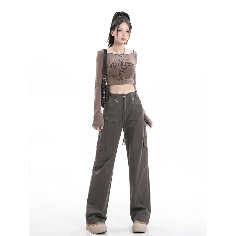 Women's American-Style Narrow Straight-Leg Work Pants, Summer Thin Wide-Leg Slimming Casual Hip-Hop Streetwear