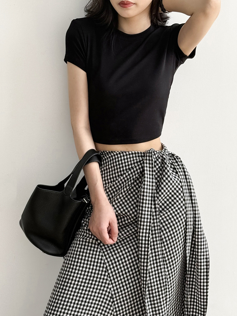 Women's Backless Short Sleeve T-Shirt and Long Skirt Set - Fragrant Style, High-End Temperament, 2025 Summer Fashion Two-Piece