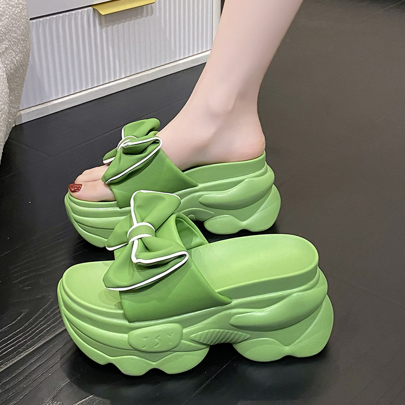Women's Butterfly Knot Flat Sandals with Thick Sole - Summer 2025 Platform Shoes for Outdoor Fashion
