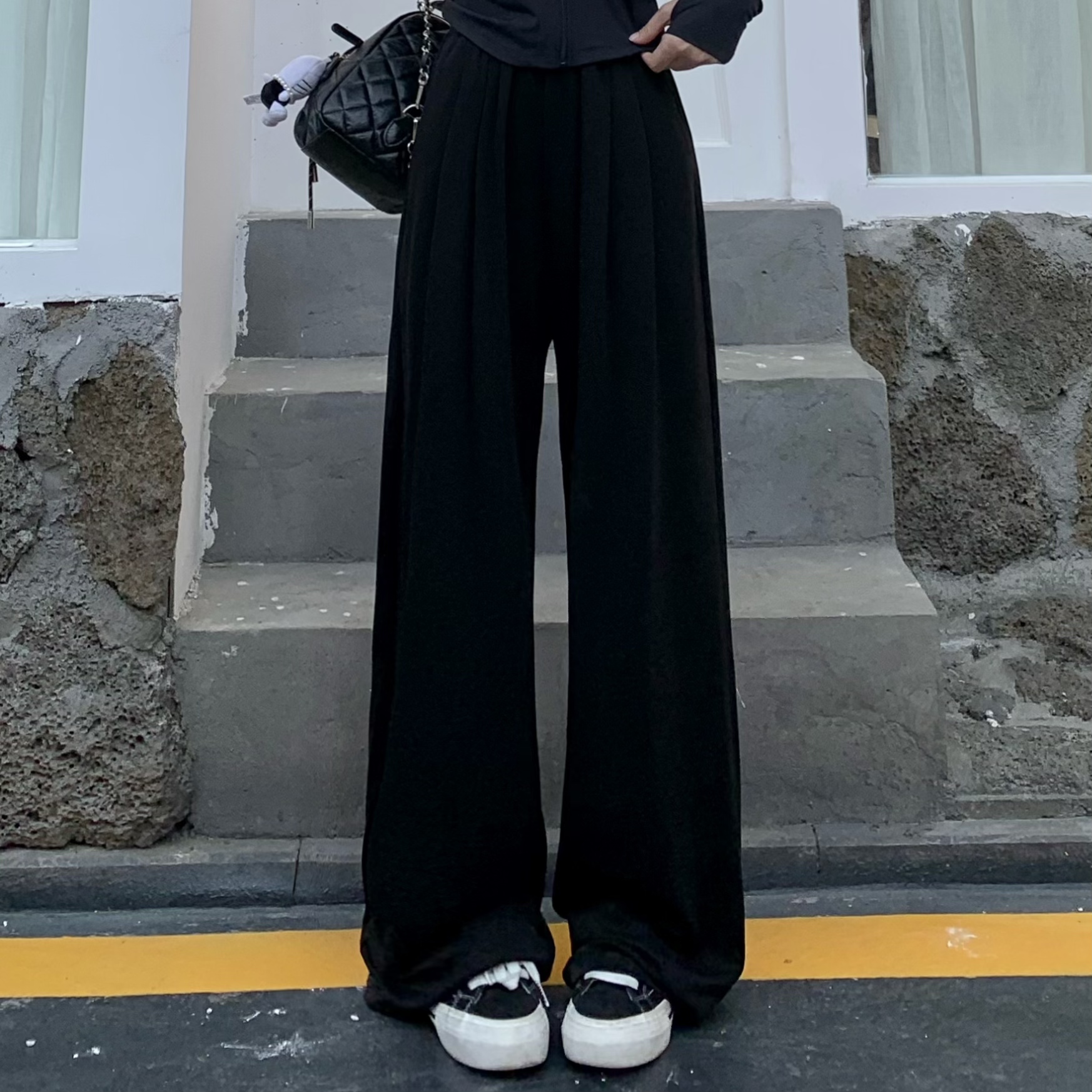 Women's Gray Wide-Leg Pants - Summer Soft Flowy Casual Trousers, Versatile Loose Fit for Effortless Style