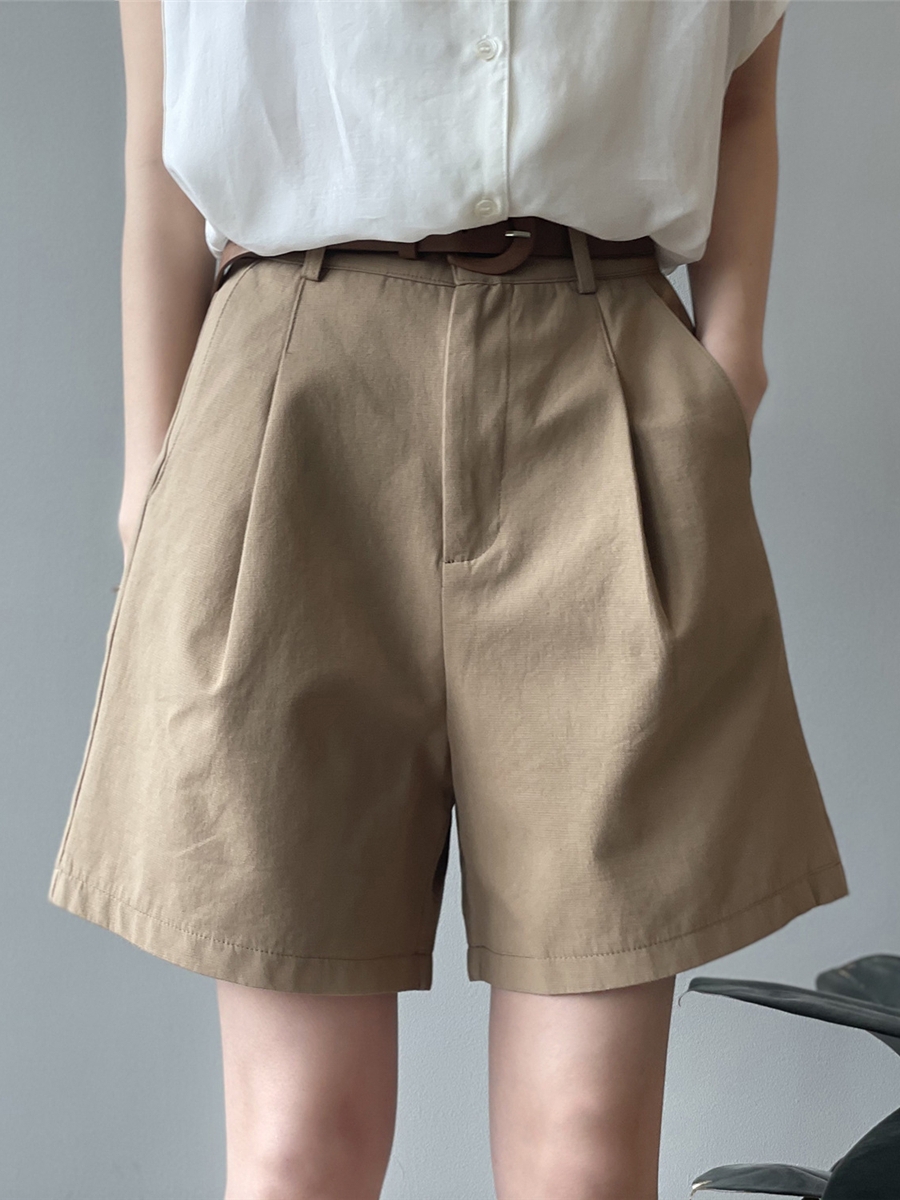 Women's High-Waisted Loose Fit Work Shorts - 2025 Summer Korean Style Wide-Leg Casual Fashion Pants