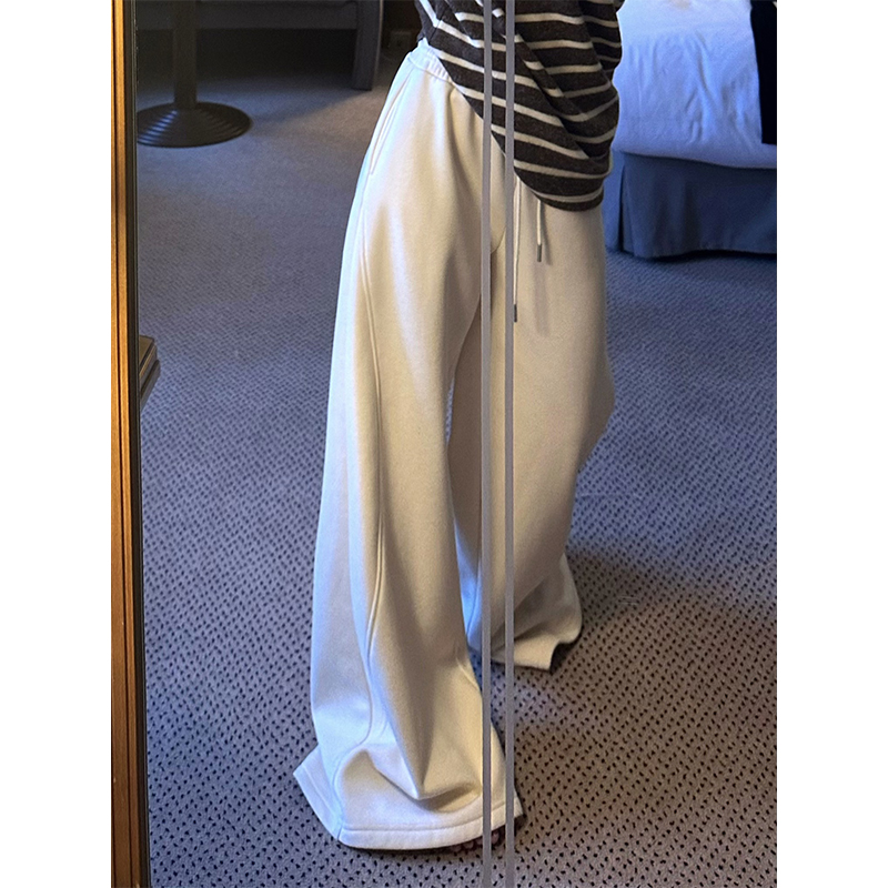 Women's High Weight Fleece Loose Straight Casual Pants - New Generation Wide-Leg Lazy Pants for Effortless Style
