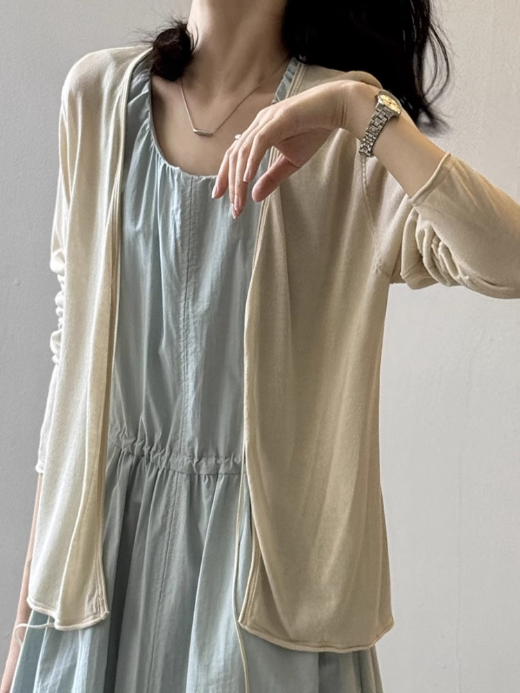 Women's Ice Silk Long Sleeve Sun Protection Cardigan - Lightweight Loose Knit Shawl Top for Summer 2025