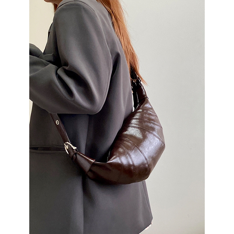 Women's Korean Style Retro Croissant Horn Bag - High-End Dumpling Shoulder Crossbody Small Purse 2025 Fashion Accessory