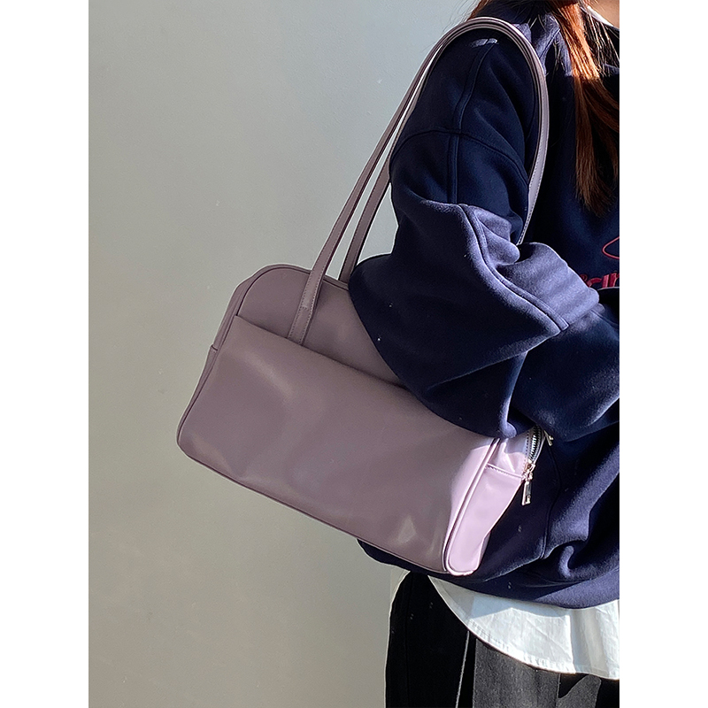 Women's Large Capacity Shoulder Tote Bag in Gentle Purple - Spring/Summer Niche Design for 2025