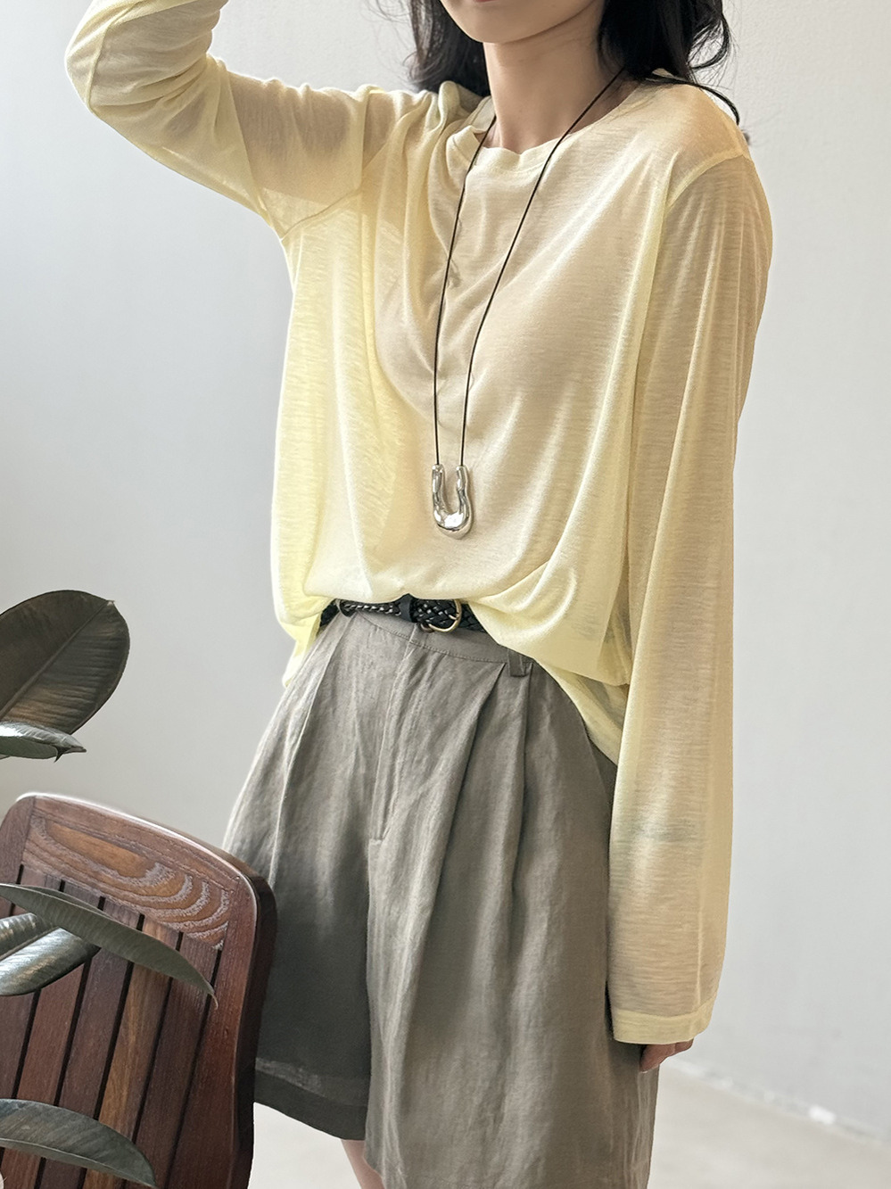 Women's Relaxed Fit Soft Long-Sleeve T-Shirt - Slimming Loose Base Top for Summer 2025, Lightweight Sun Protection