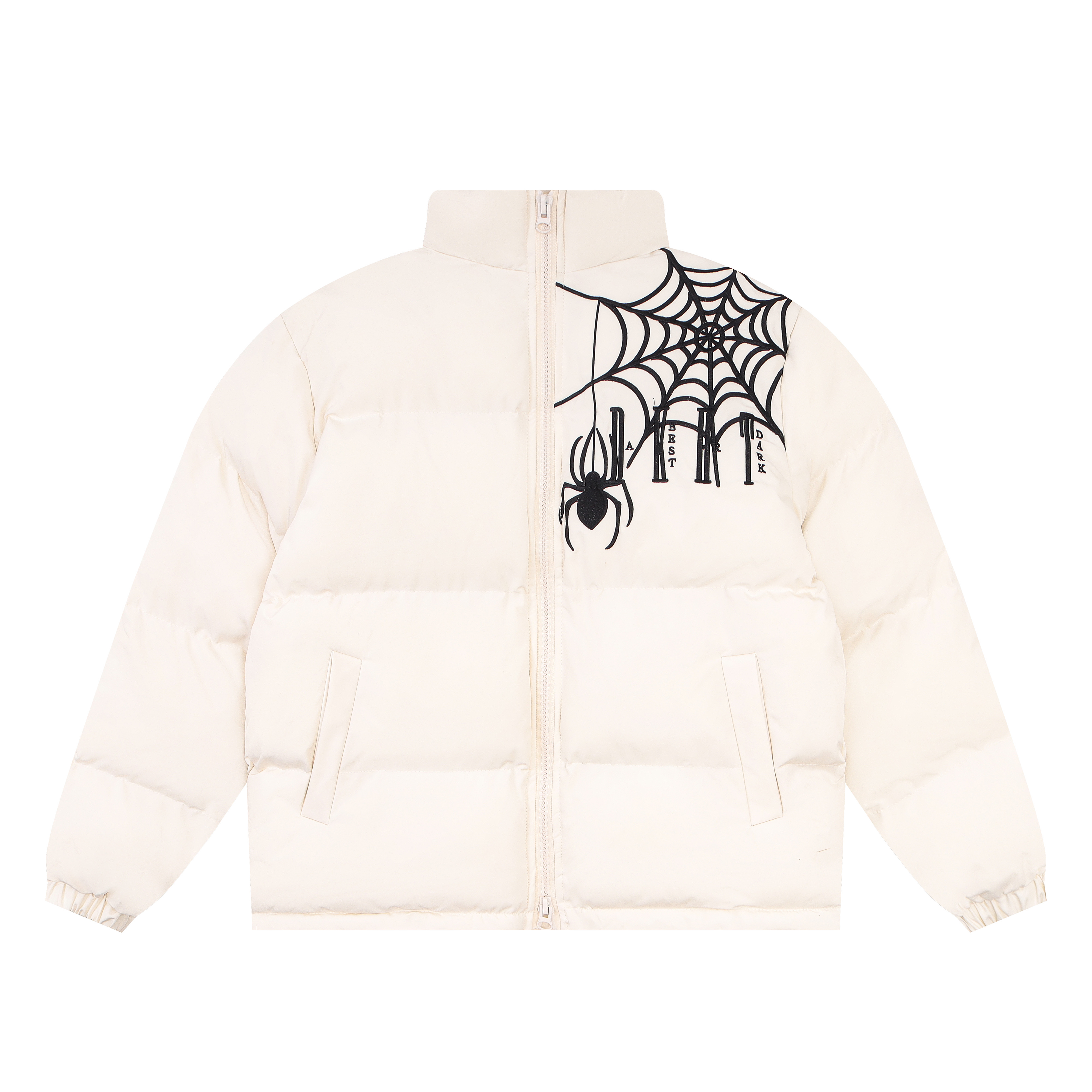 Women's Retro Heavy-Duty Cotton Jacket with Spider Embroidery - Loose Fit Couples Winter Jacket in American Style