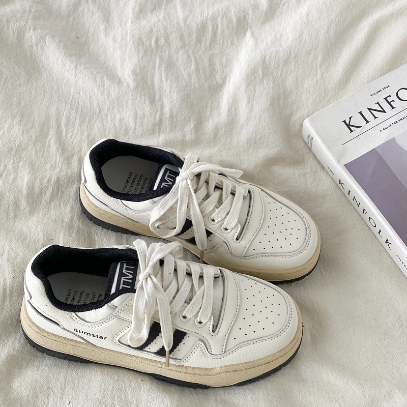 Women's Retro Thick-Soled White Sneakers - 2025 Spring Sports Casual Shoes, Versatile Design for Everyday Style
