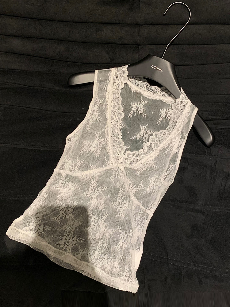 Women's Sensual Fit Big V-Neck Lace Trim Camisole Top - French Layering Magic, Elegant and Stylish for Chic Outfits