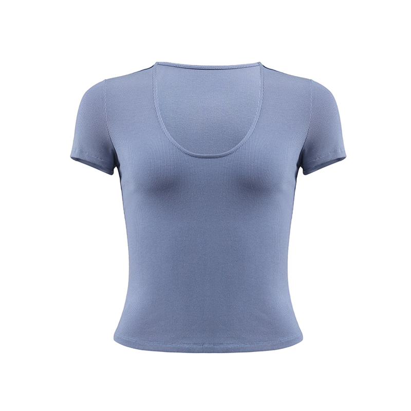 Women's Slim Fit White U-Neck T-Shirt - Sexy Tight Stretchy Short Sleeve Top for Hot Girl Style