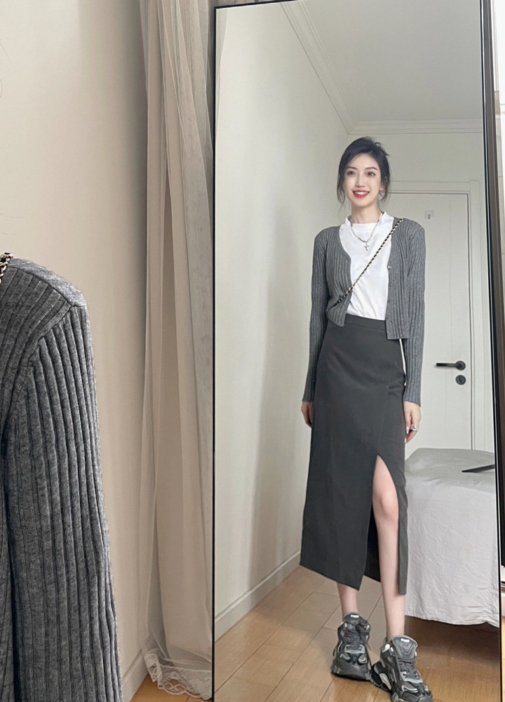 Women's Slimming Versatile Long Sleeve Knit Cardigan Pullover Sweater - Lightweight Wool for Spring and Summer Outerwear