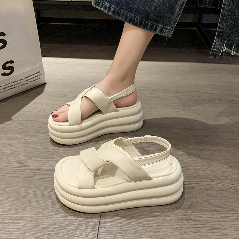 Women's Summer 2025 Platform Casual Sandals - Thick-Soled, Height-Increasing, Versatile Beach Footwear