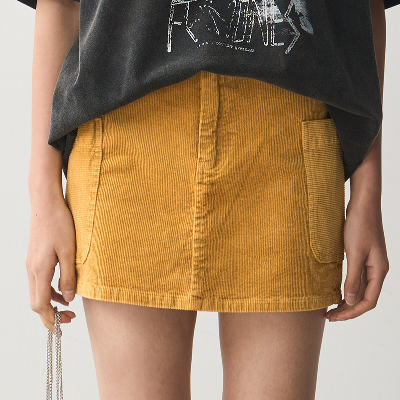 Women's Summer Corduroy A-Line Skirt - Slim Fit Workwear, Versatile Half Skirt for Lengthening Legs, Casual Chic Style