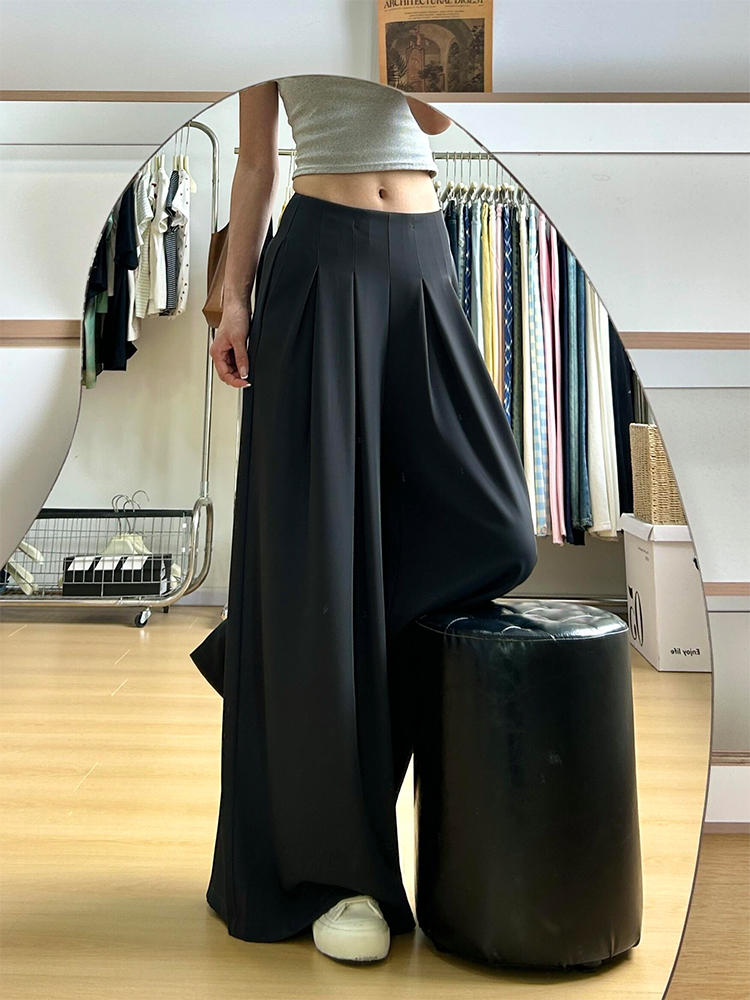 Women's Summer High-Waisted Wide-Leg Pants - Casual Loose Fit, Thin Draped Design for Effortless Style
