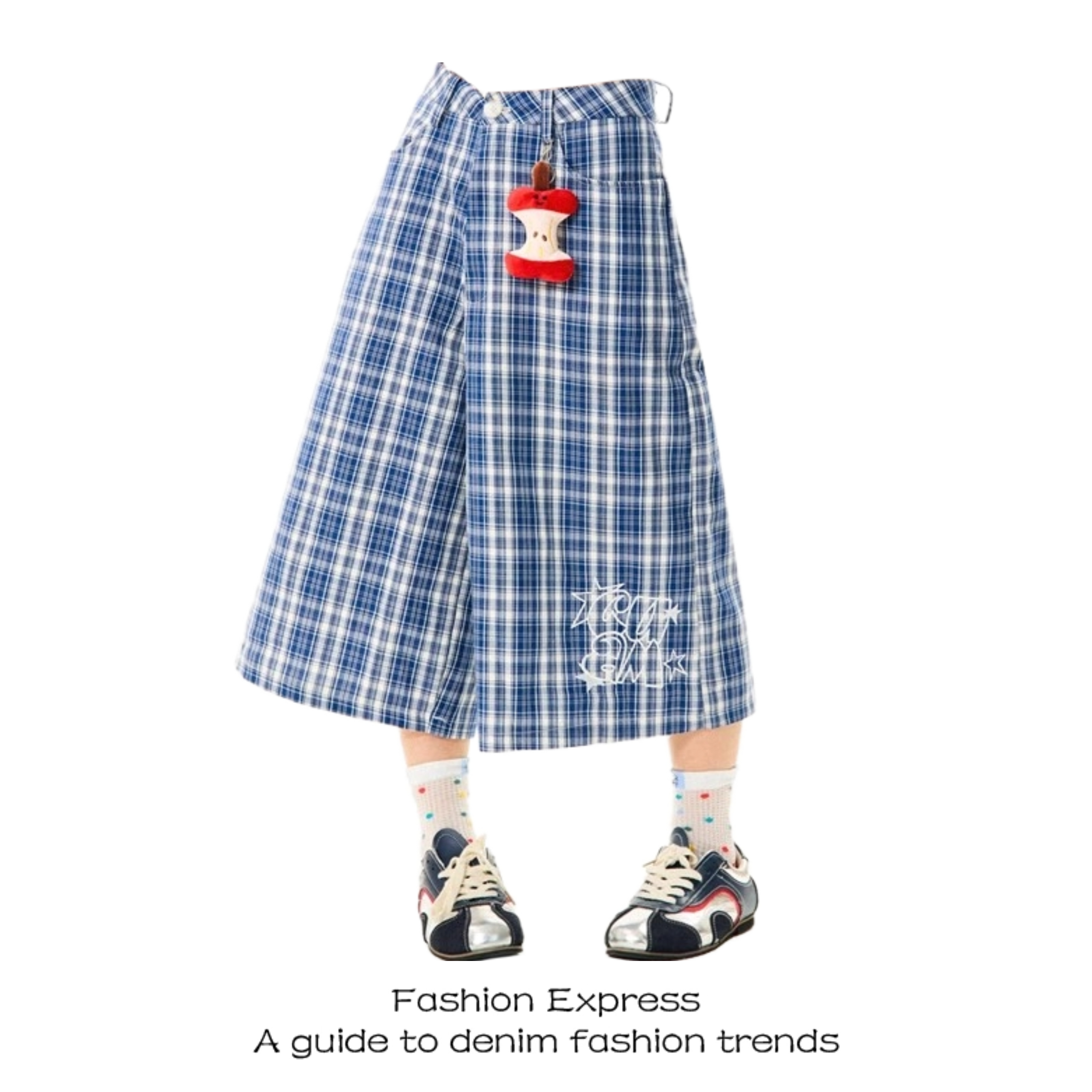 Women's Summer Wide-Leg Shorts - Japanese Retro Plaid Embroidered Loose Straight Fit Casual Seven-Point Pants