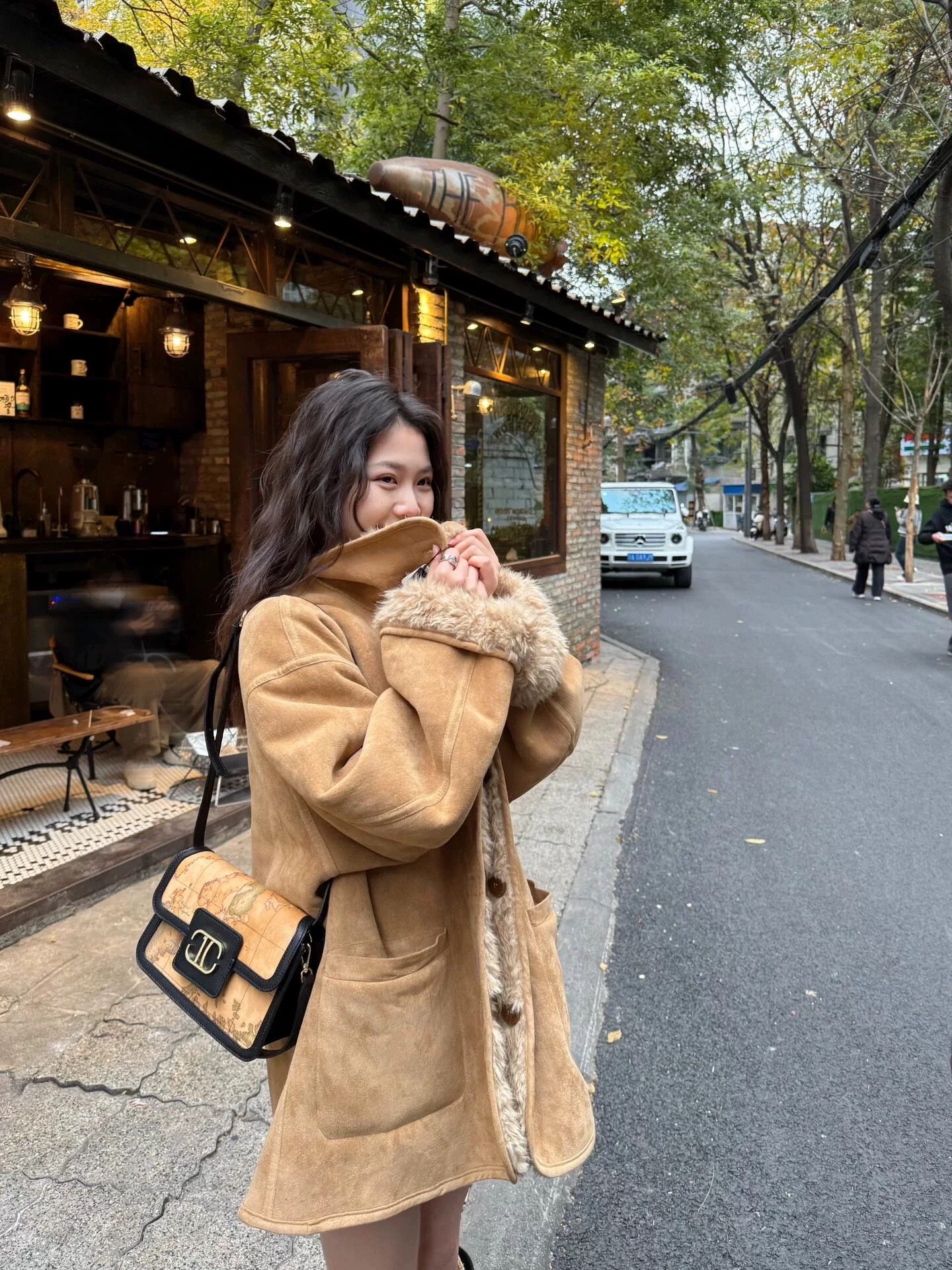 Women's Two-Sided Fur-Lined Motorcycle Coat, Winter 2024 Trend, Loose Fit Thick Lamb Wool Jacket