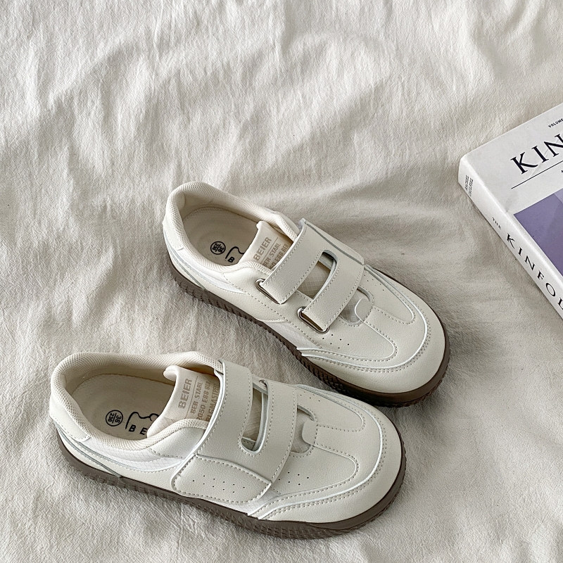 Women's Velcro Training White Shoes - Versatile Chic Soft-Soled Ugly-Cute Sneakers for Casual Sports Style