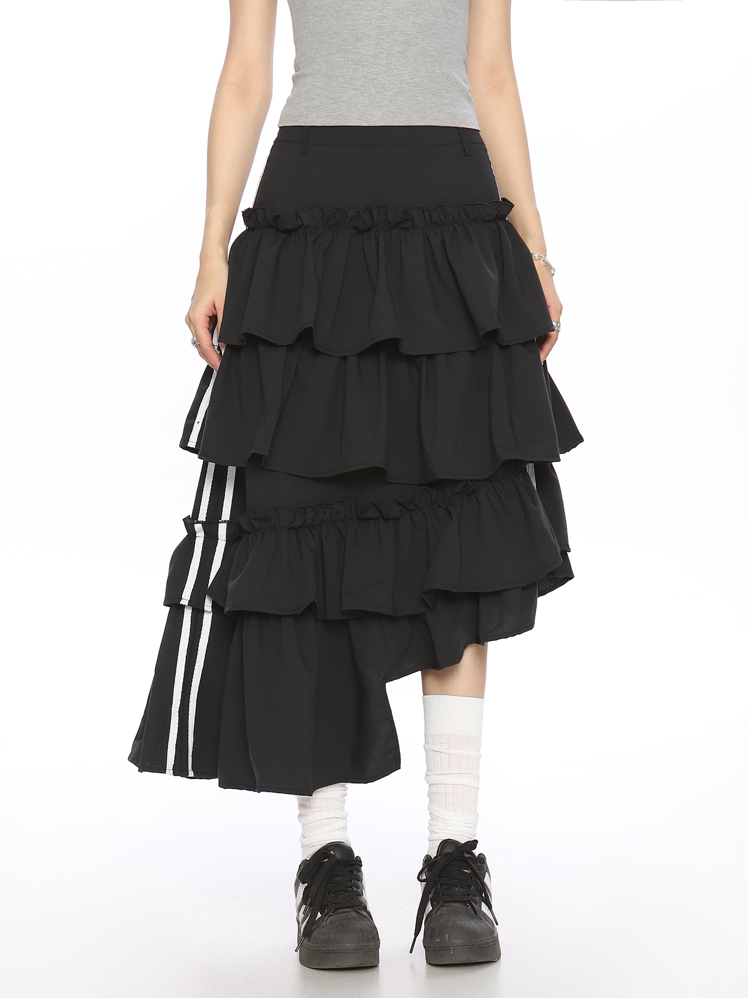Women's Vintage Irregular Striped Color Block Half Skirt - Loose Fit Summer Style for 90s and Y2K Inspired Fashion